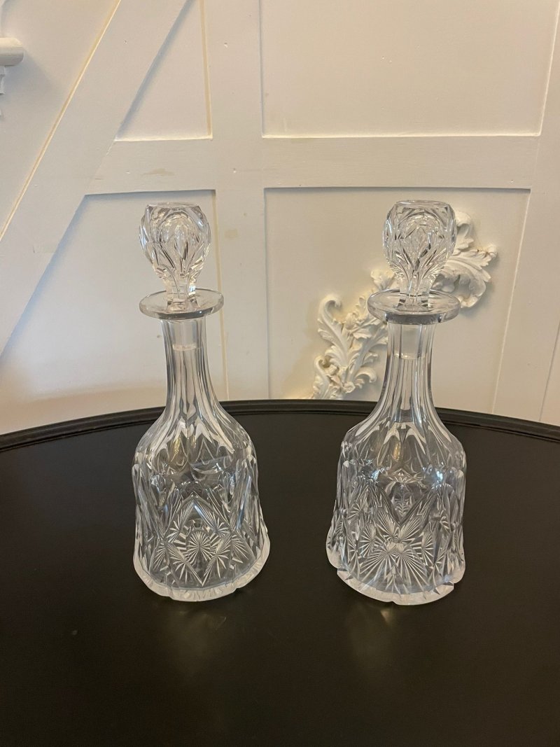 Quality Pair Of Antique Victorian Cut Glass Decanters - Image 6
